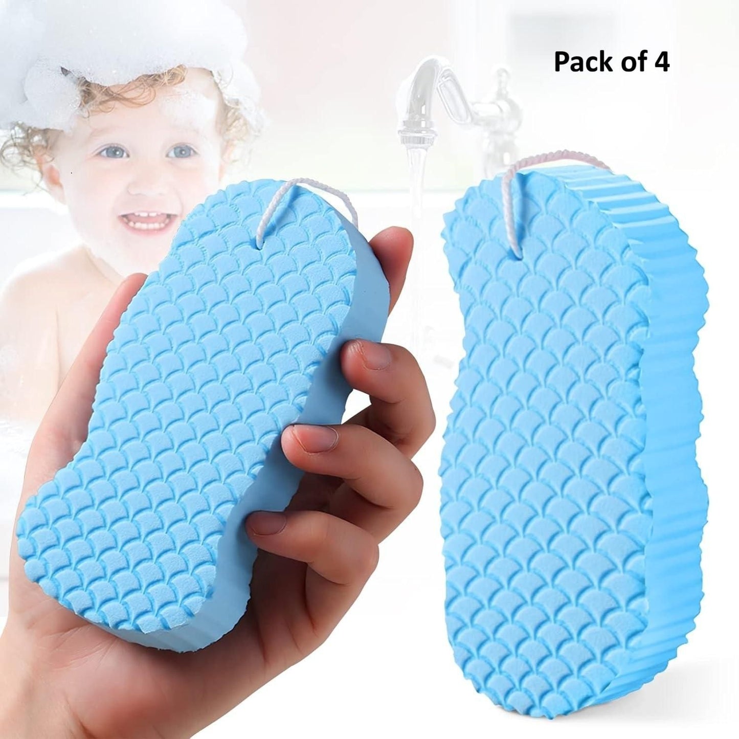 Kids Magic Bath Sponge Exfoliating Brush for Gentle Dead Skin Removal - Baby Body Scrubber & Massage Cleaning Tool  (Pack of 4)